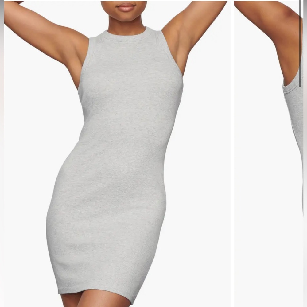 SKIMS Cotton Rib Tank Dress - Light Heather Grey - M - NWT